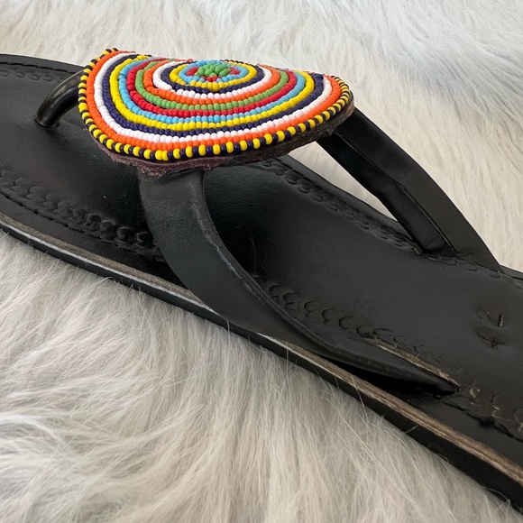 Beaded leather sandal flip flop medallion - Picture 8 of 8
